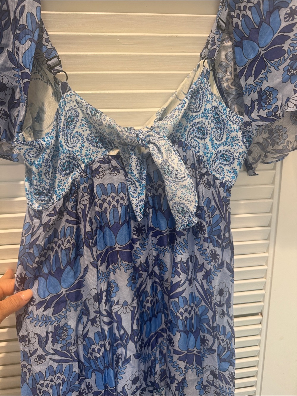 Sandro BLEU Blue Floral Maxi Dress - Picture 5 of 10